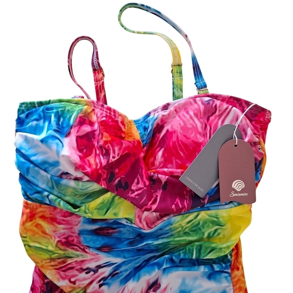 Smismivo Swimsuit NEW size S Multicolor swim Tie Dye Tummy Control swimwear - Picture 3 of 6